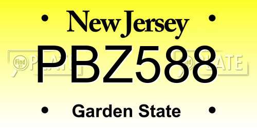 PBZ588 New Jersey License Plate