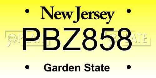 PBZ858 New Jersey License Plate