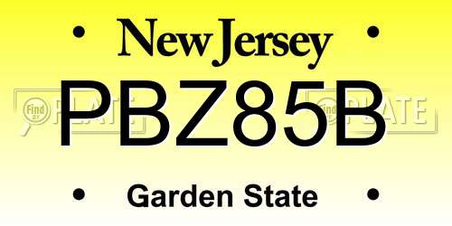 PBZ85B New Jersey License Plate