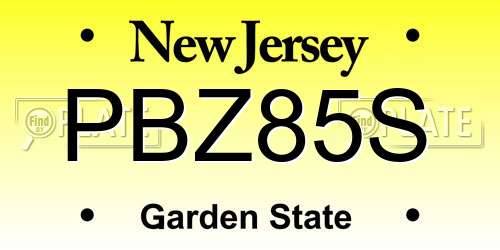 PBZ85S New Jersey License Plate
