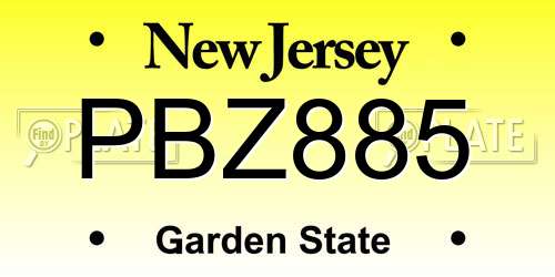 PBZ885 New Jersey License Plate