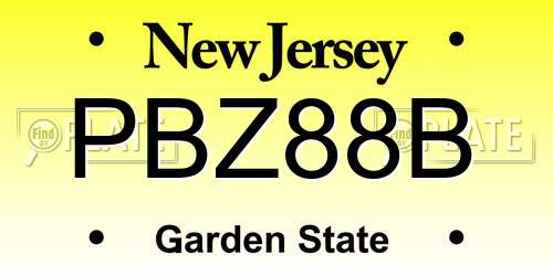 PBZ88B New Jersey License Plate