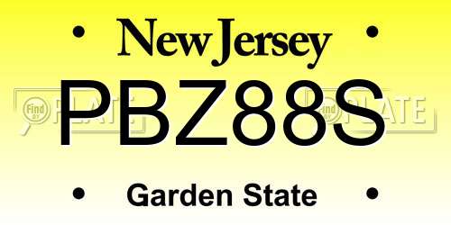 PBZ88S New Jersey License Plate