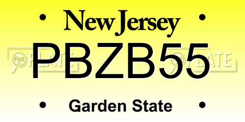 PBZB55 New Jersey License Plate