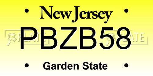 PBZB58 New Jersey License Plate