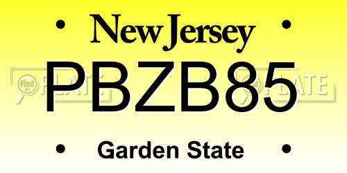 PBZB85 New Jersey License Plate