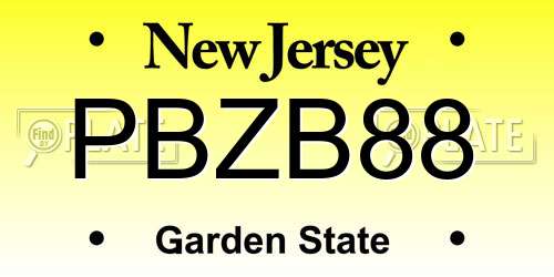 PBZB88 New Jersey License Plate