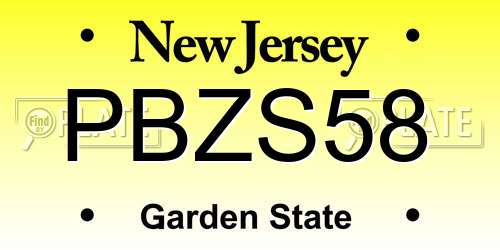 PBZS58 New Jersey License Plate