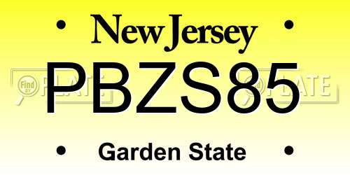 PBZS85 New Jersey License Plate