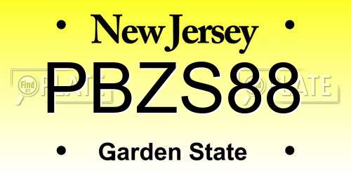 PBZS88 New Jersey License Plate