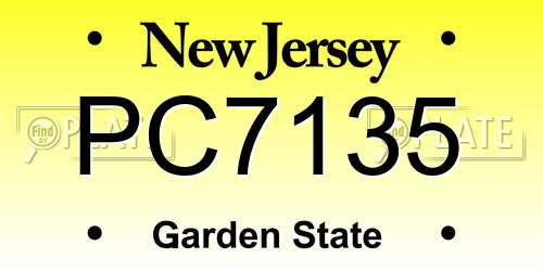 PC7135 New Jersey License Plate