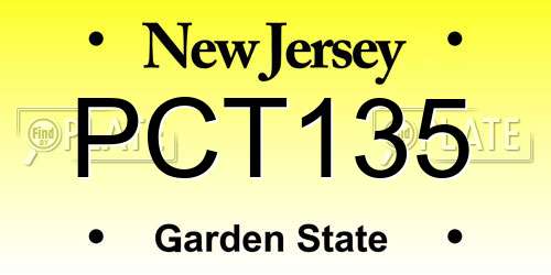 PCT135 New Jersey License Plate