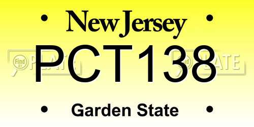 PCT138 New Jersey License Plate