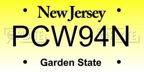 PCW94N New Jersey License Plate