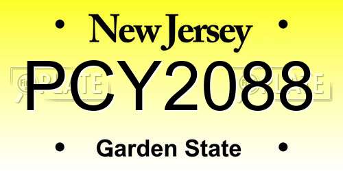 PCY2088 New Jersey License Plate