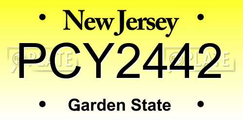 PCY2442 New Jersey License Plate