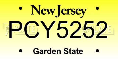 PCY5252 New Jersey License Plate