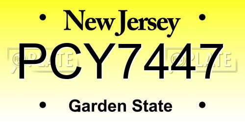 PCY7447 New Jersey License Plate