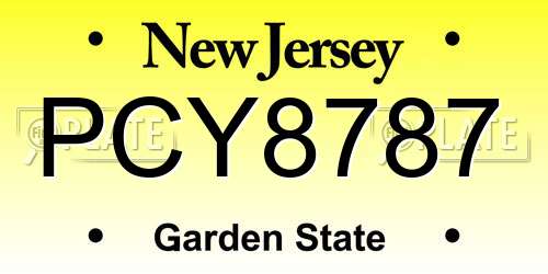 PCY8787 New Jersey License Plate