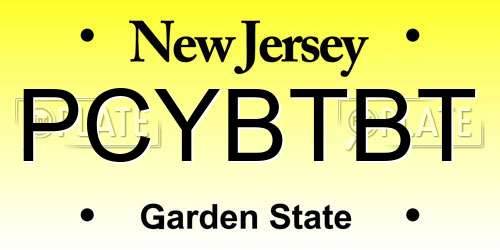 PCYBTBT New Jersey License Plate