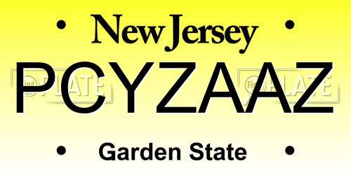 PCYZAAZ New Jersey License Plate