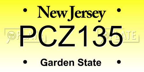 PCZ135 New Jersey License Plate