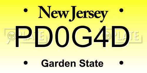 PD0G4D New Jersey License Plate