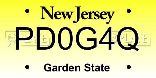 PD0G4Q New Jersey License Plate