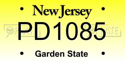 PD1085 New Jersey License Plate