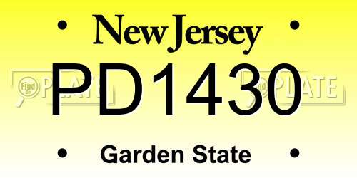 PD1430 New Jersey License Plate