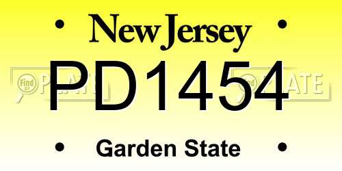 PD1454 New Jersey License Plate