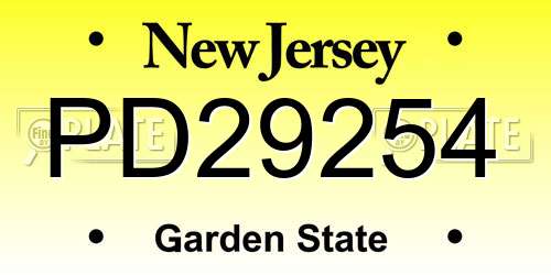 PD29254 New Jersey License Plate