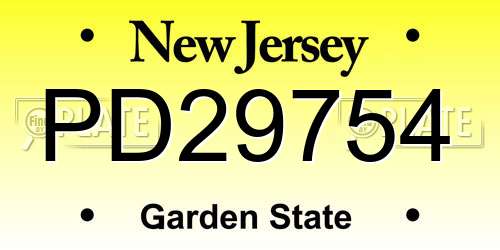 PD29754 New Jersey License Plate