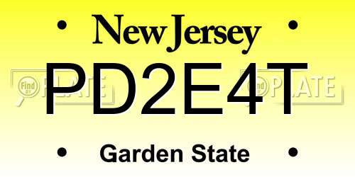 PD2E4T New Jersey License Plate