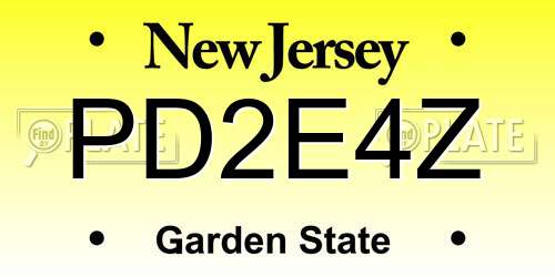 PD2E4Z New Jersey License Plate