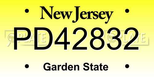 PD42832 New Jersey License Plate