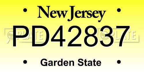 PD42837 New Jersey License Plate