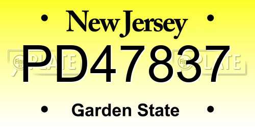 PD47837 New Jersey License Plate