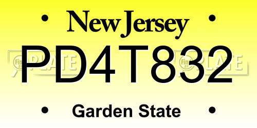 PD4T832 New Jersey License Plate