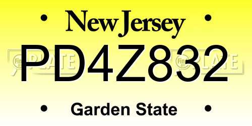 PD4Z832 New Jersey License Plate
