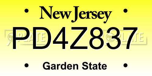 PD4Z837 New Jersey License Plate