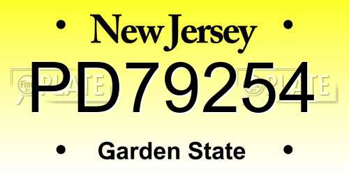 PD79254 New Jersey License Plate