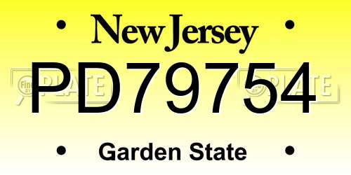 PD79754 New Jersey License Plate