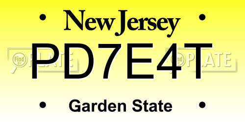 PD7E4T New Jersey License Plate