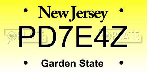 PD7E4Z New Jersey License Plate