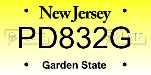 PD832G New Jersey License Plate
