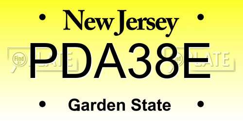 PDA38E New Jersey License Plate