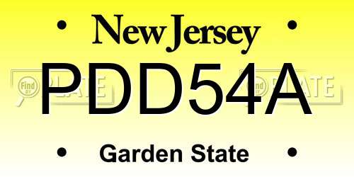 PDD54A New Jersey License Plate