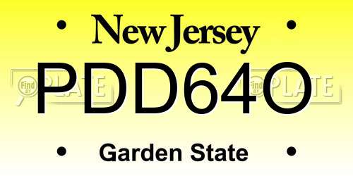 PDD64O New Jersey License Plate