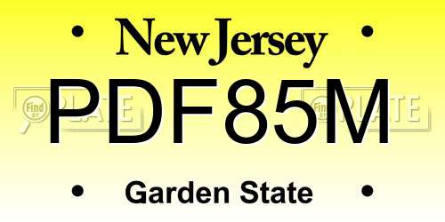 PDF85M New Jersey License Plate